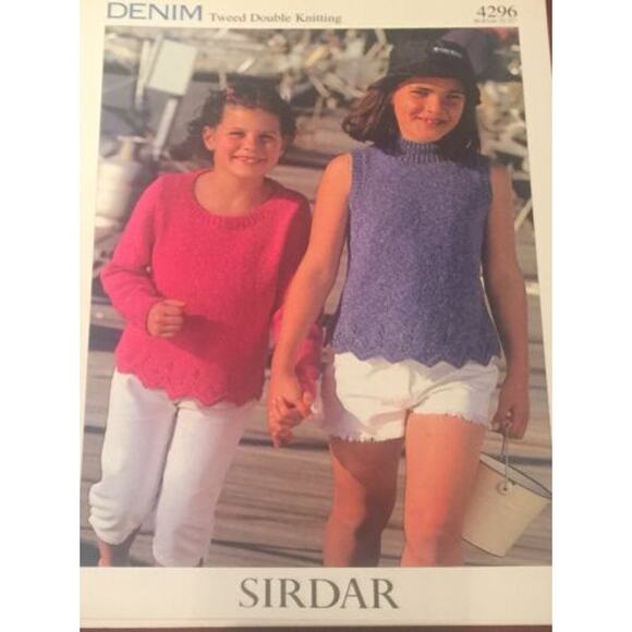Sirdar 4296 Denim Tweed Child Double Knitting Pullover Sweater and Top Pattern - Picture 2 of 2